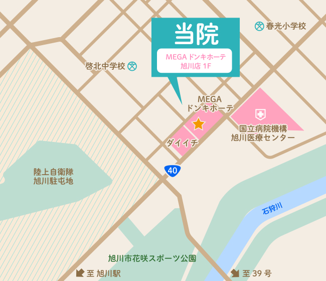 旭川市春光1条・ミライデンタルクリニック・アクセスマップ